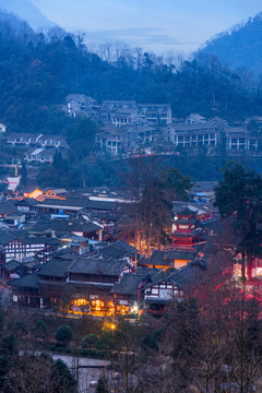 青城后山泰安古镇夜景