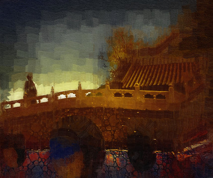 爨底下風(fēng)景油畫(huà)