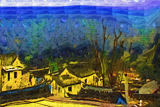 爨底下風(fēng)景油畫