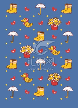 可愛童趣雨具插畫繪圖psd分層