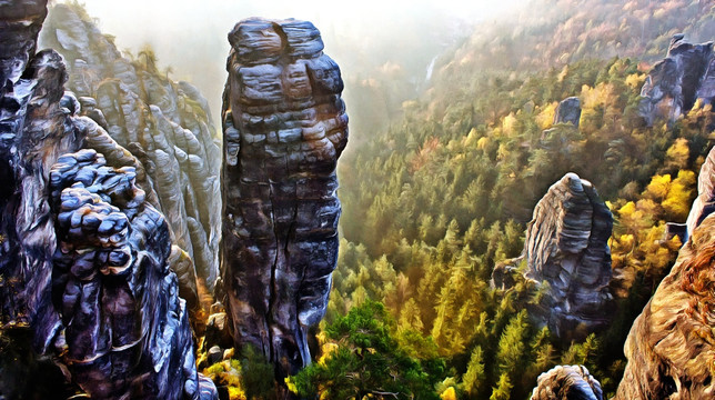 陡峭的山峰风景装饰画