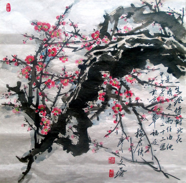 中國畫 紅梅花