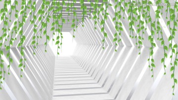 新款3D立體壁畫 手繪葉子