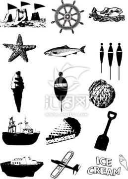 美國海灘海洋文化eps矢量