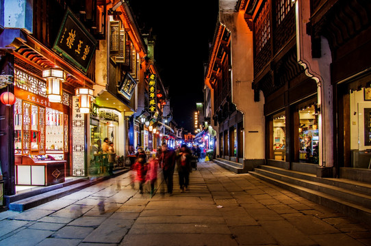 徽派建筑 屯溪老街 夜景