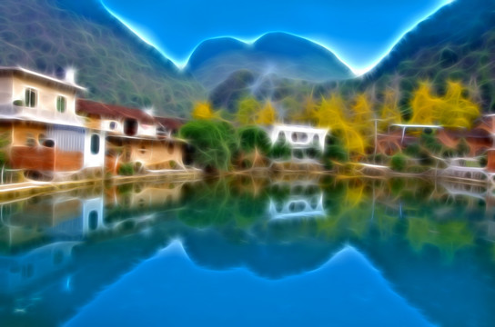 抽象畫(huà)水鄉(xiāng)