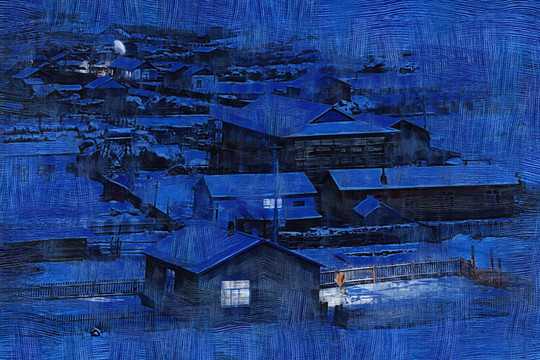 電腦畫(huà) 雪村之夜