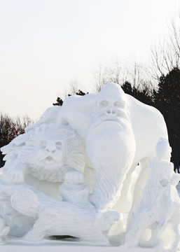 狮子卡通人物雪雕