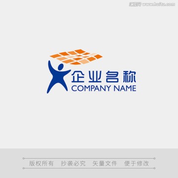 人举旗帜企业标志LOGO