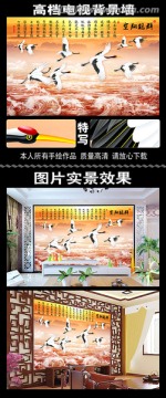 群鶴翔空客廳會(huì)議廳玄關(guān)壁畫(huà)