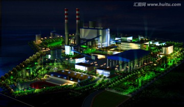 電廠夜景效果圖（分層）