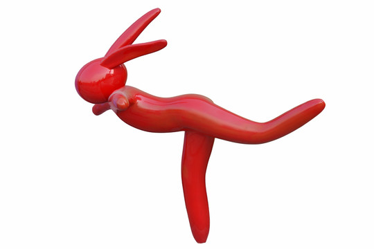 红色抽象人物 溜冰雕塑高清图