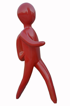 红色抽象人物雕塑背背包 高清图