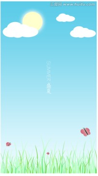 海報背景X展架素材藍天白云草地