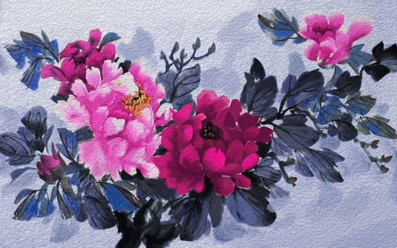 花開富貴油畫