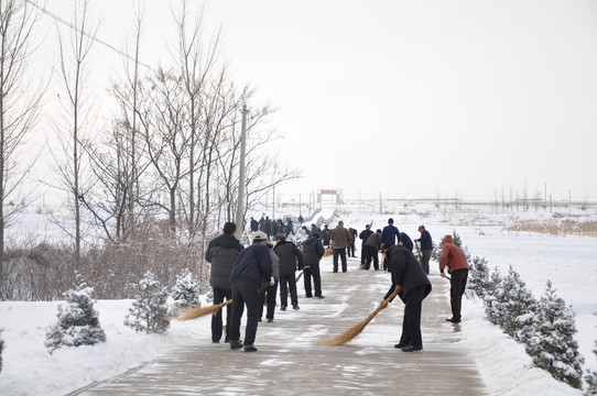 众人扫雪