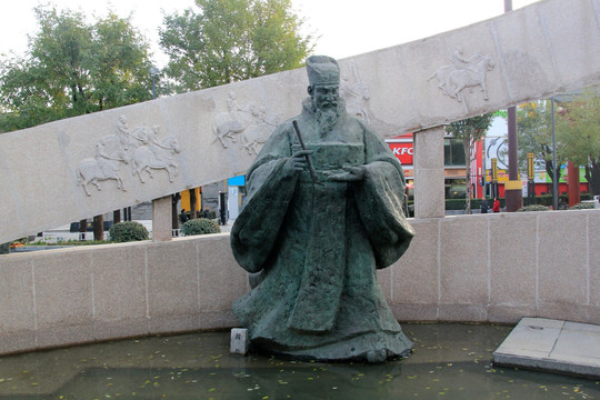 唐宋诗人韩幹人物雕塑