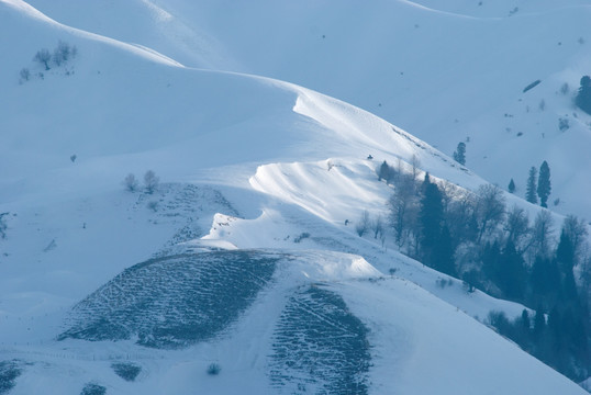 冬季白雪皑皑的天山