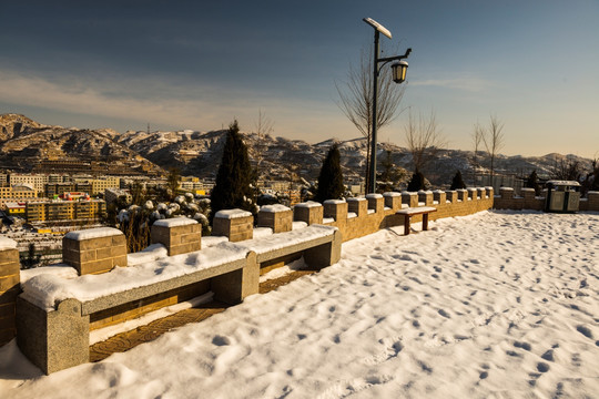 公园一角 雪景