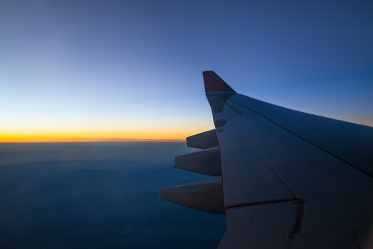 空中看见日落夕阳