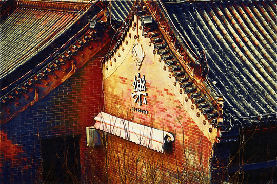 古建筑油畫 TIF無分層