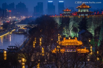 西安古城墙夜景