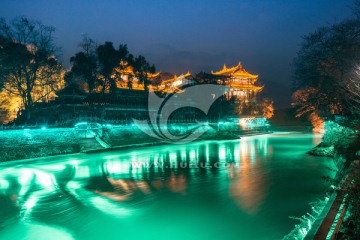 都江堰宝瓶口夜景