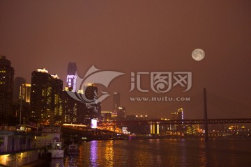重慶嘉陵江和千廝門大橋夜景