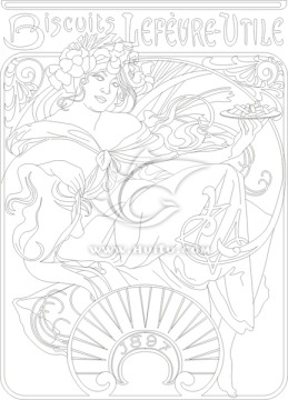 線描美女人體（單線未閉合）