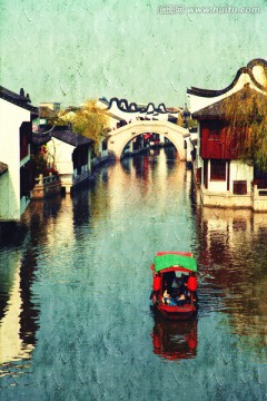 小橋流水油畫裝飾畫