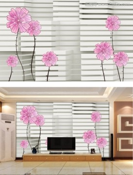 新電視背景墻 簡(jiǎn)約立體3D壁畫(huà)