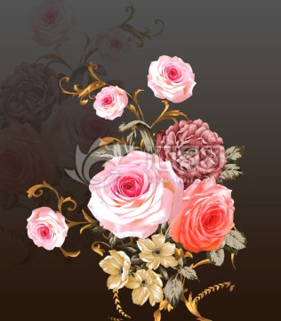 油畫(huà)玫瑰花（去底分層）