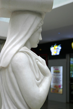 雕塑 汉白玉 美女 美女柱子