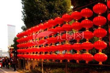 大排排连串红灯笼背景