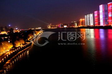 五彩缤纷长沙湘江河畔美丽夜景