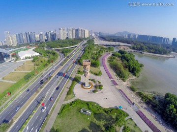 航拍深圳湾公园 沙河西路