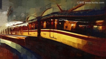 火車 油畫