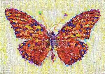 蝴蝶油画 抽象画 抽象印花