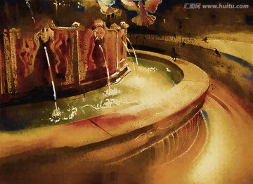 噴水池裝飾畫