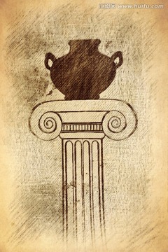 罗马柱装饰画