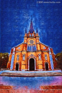 教堂油画