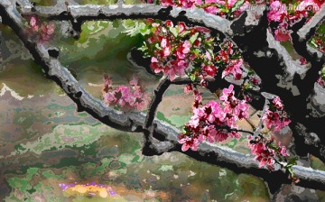 桃花油畫