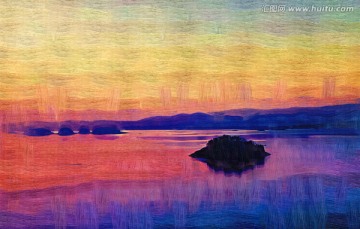 千島湖風(fēng)景油畫