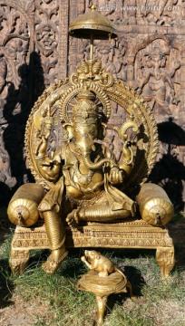 印度铜雕象头神像