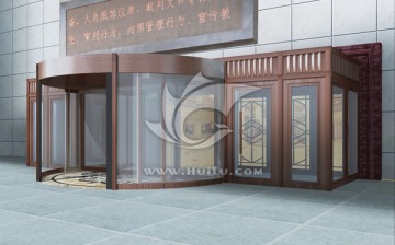 古銅色兩翼旋轉(zhuǎn)門（未分層）