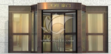 古銅色三翼帶展旋轉(zhuǎn)門（未分層）