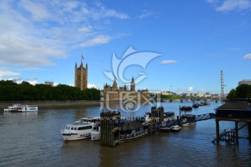 伦敦泰晤士河大本钟风光风景