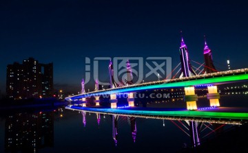 北京通州玉带河桥夜景