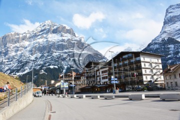 国外风景摄影 雪山下的旅店