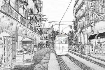老上海線描圖